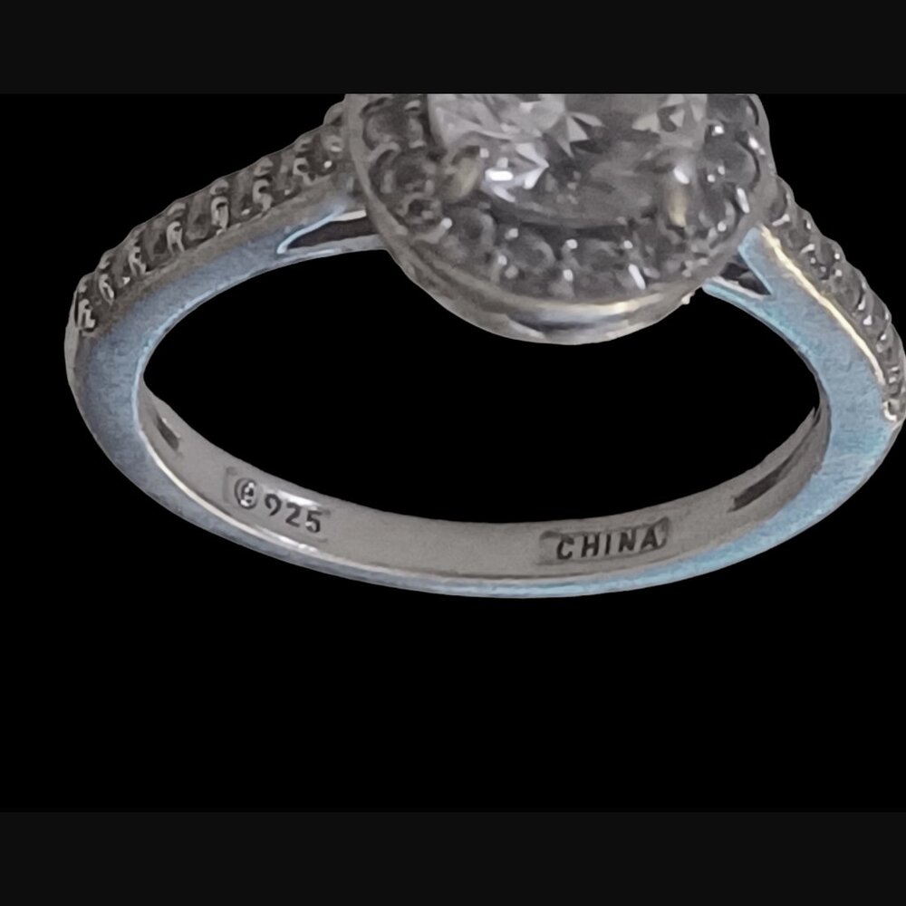 925 Sterling Silver Round Cut Halo Size 8.75 Statement Engagement Ring - Picture 7 of 9